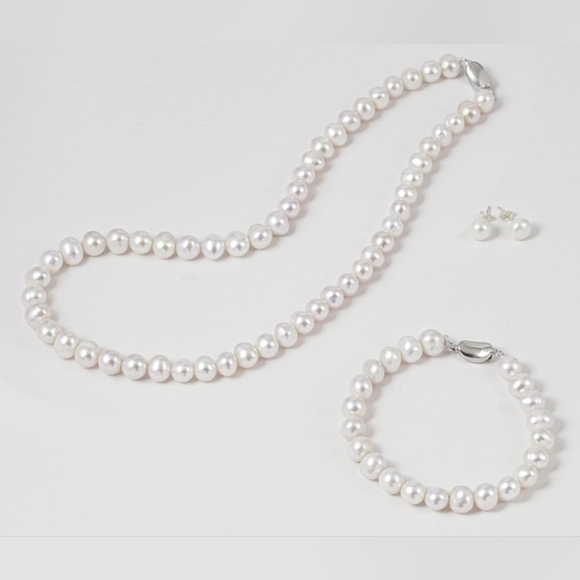 FRESHWATER CULTURED PEARL NECKLACE SET WITH CERTIFICATE OF AUTHENTICITY. NWT - Picture 8 of 11